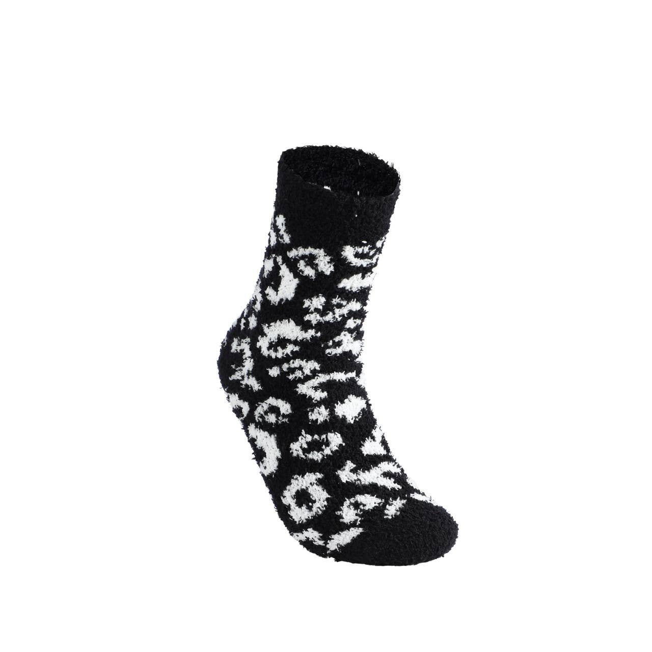 Black/White Ladies Fuzzy Socks: 3 Pair Set