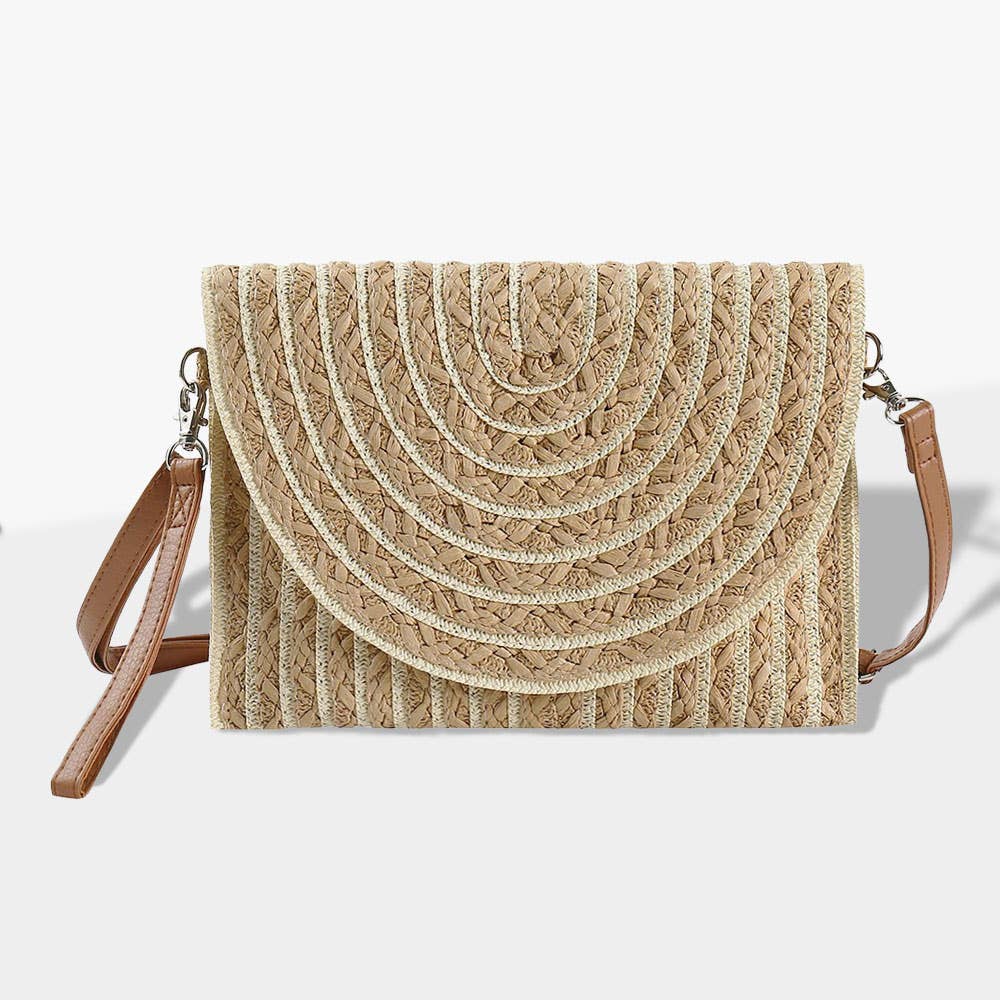 Color Striped Two Tone Straw Clutch / Crossbody Bag
: Mint
