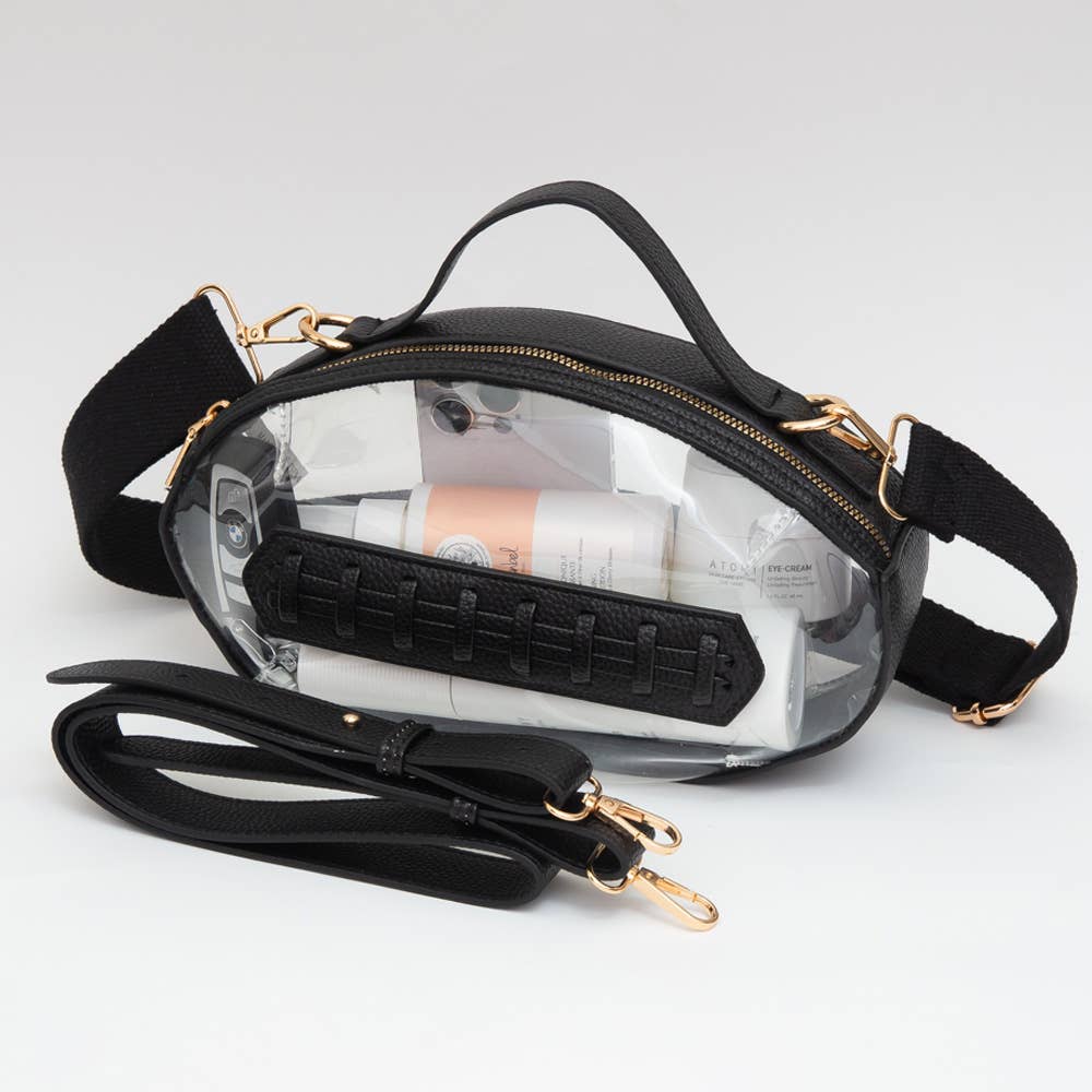 Black Football Shaped Transparent Crossbody Bag