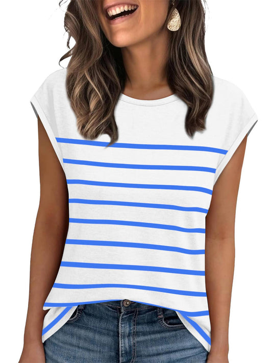 SALE Blue Striped Sleeveless Top