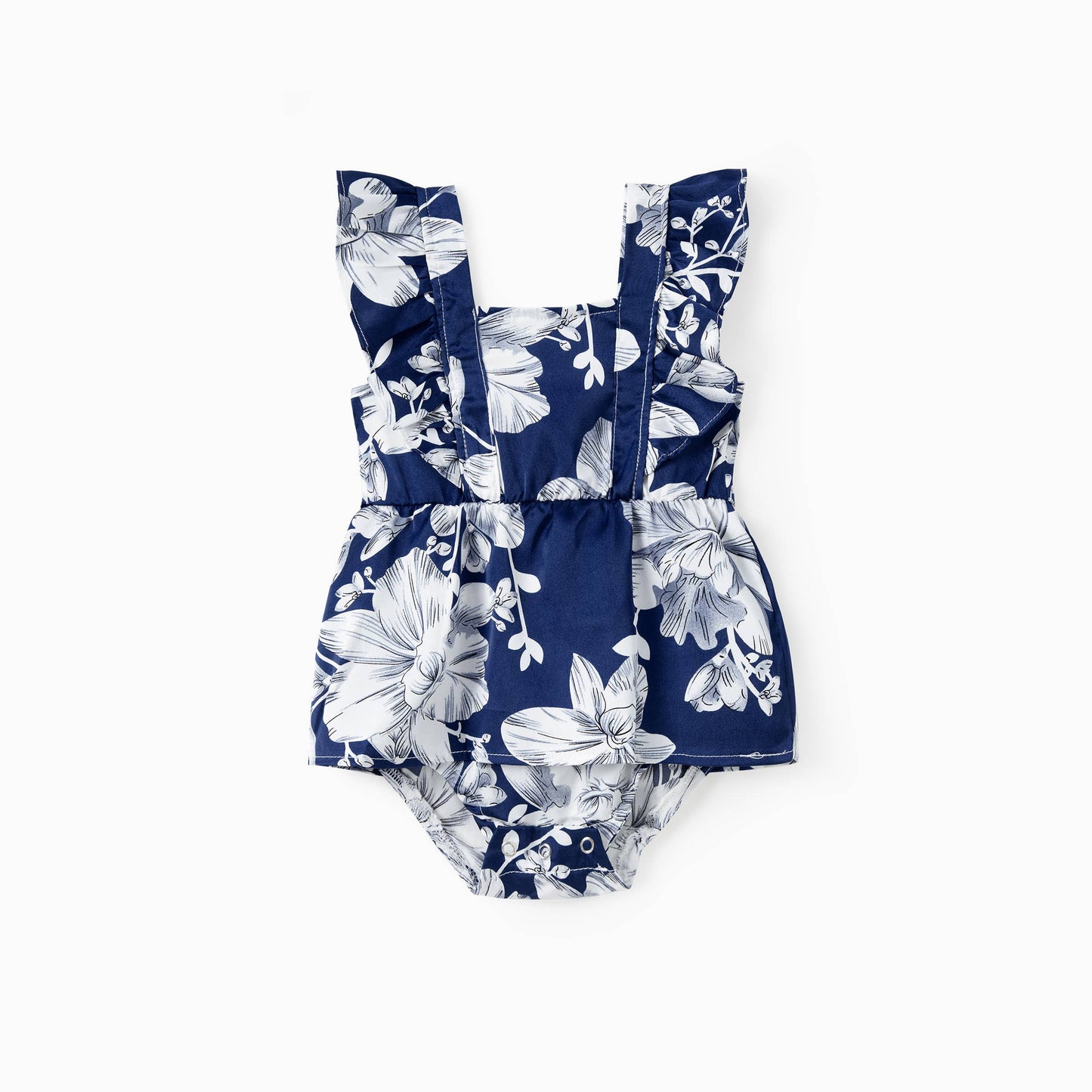 Blue Floral Satin