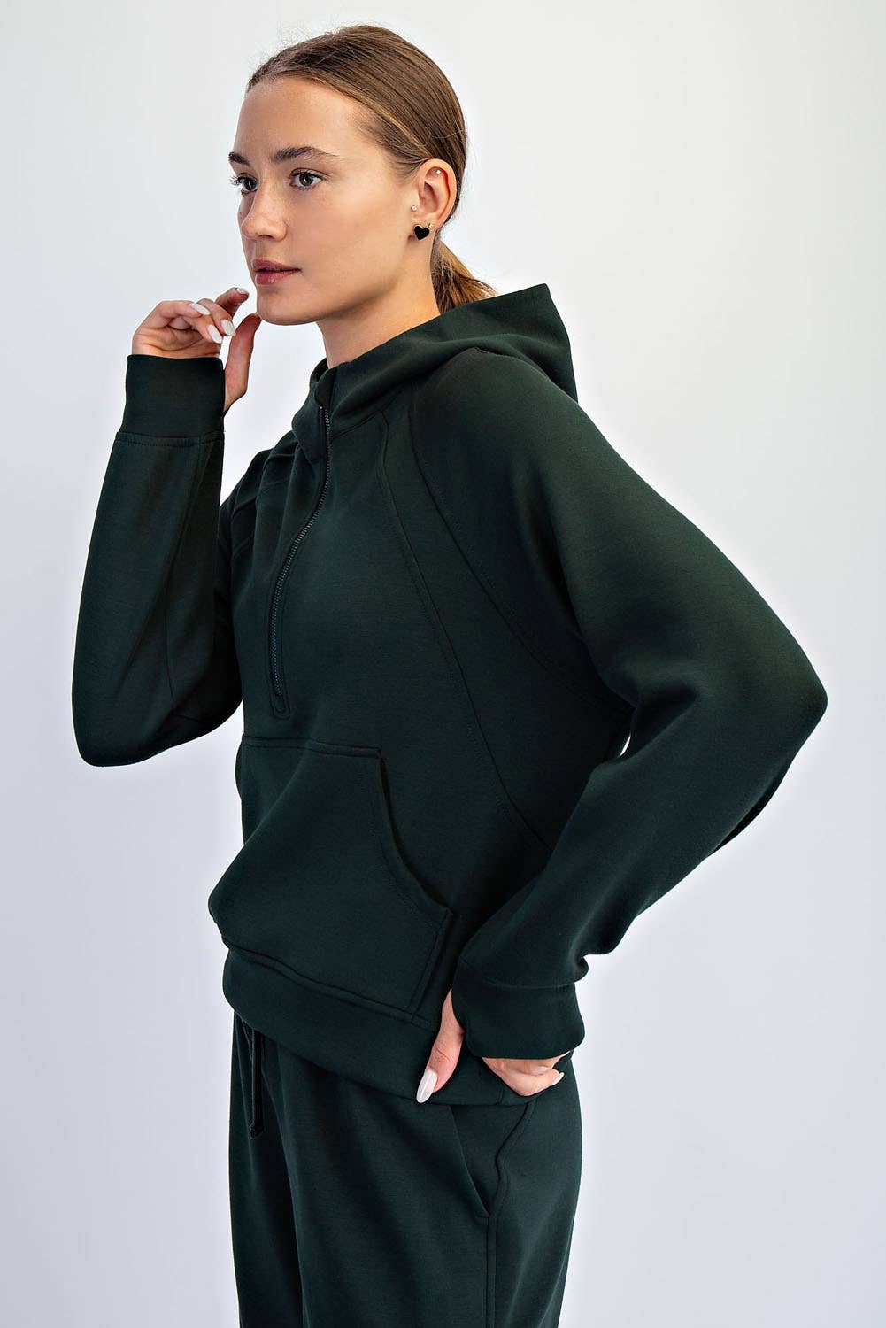 Black Modal Scuba Quarter Zip Hoodie