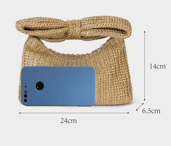 SALE Bow Straw Clutch Handbag