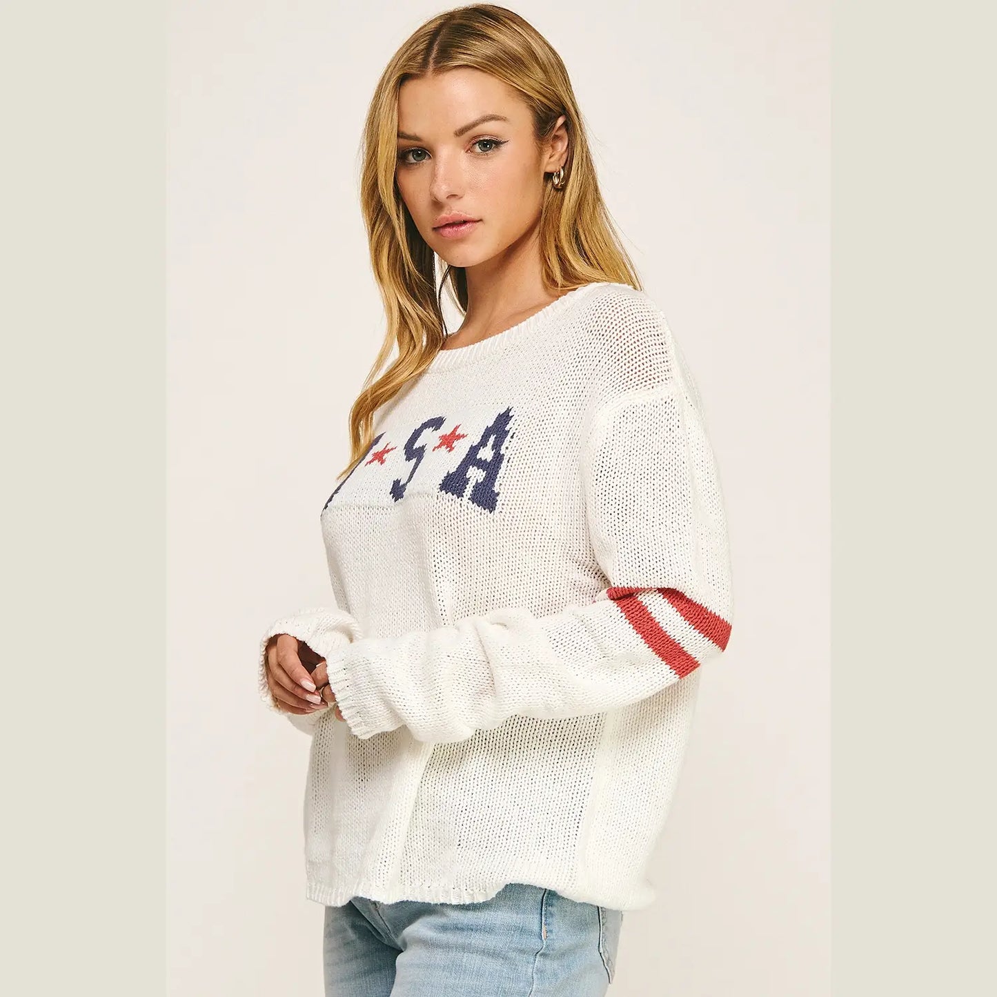White American Pride Graphic Sweater