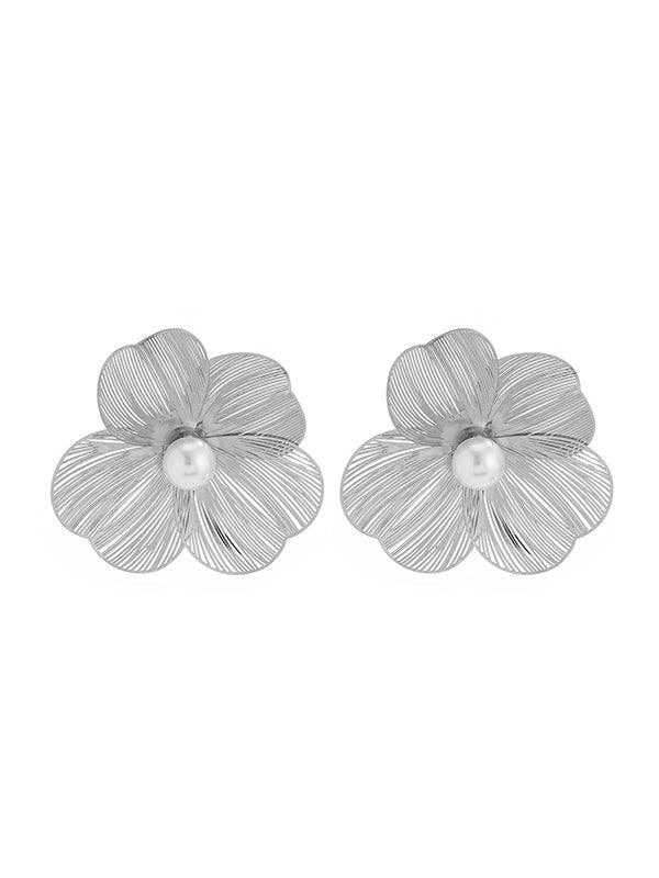 Sllver Flower Shape Earrings