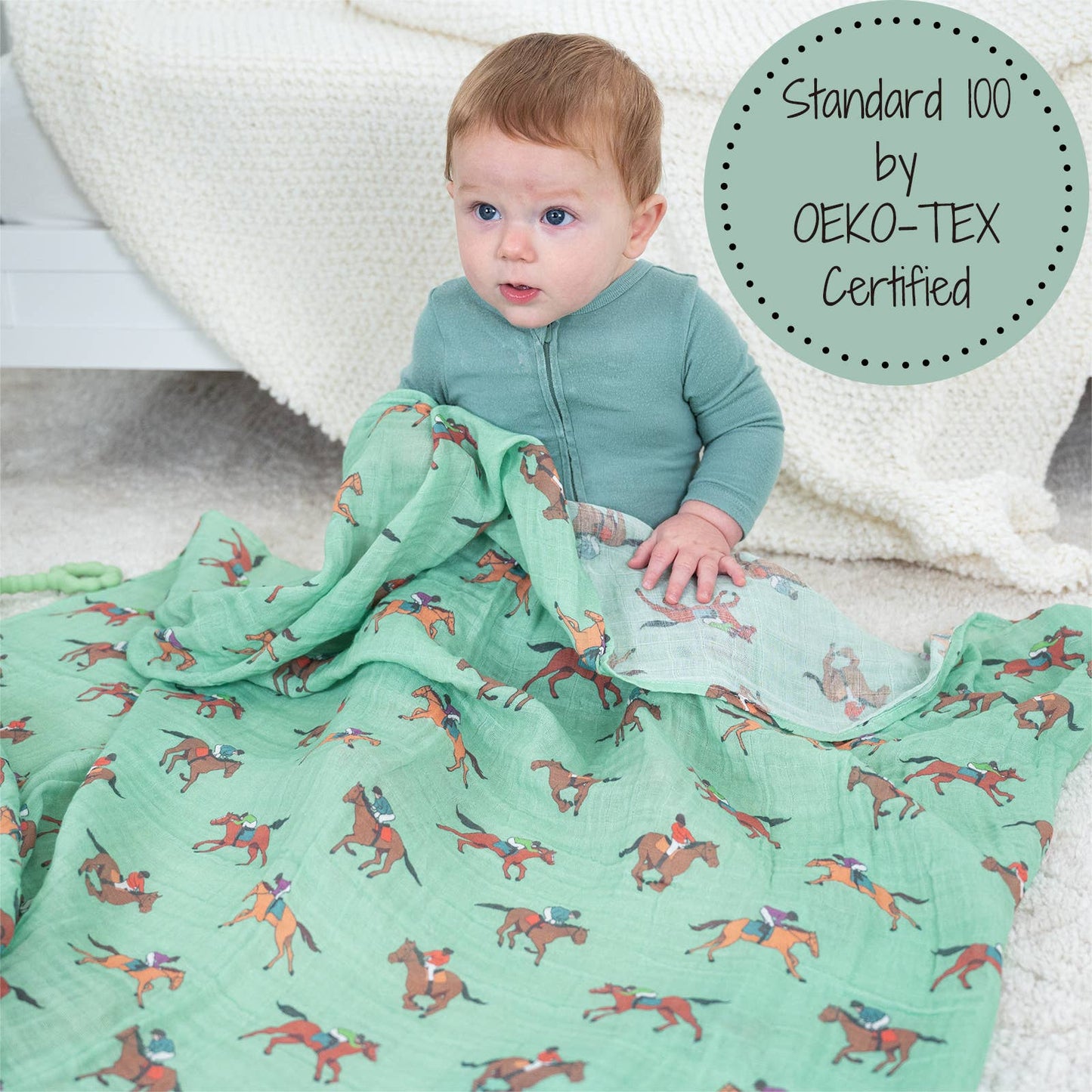 Derby Days Theme Baby Muslin Swaddle Blanket