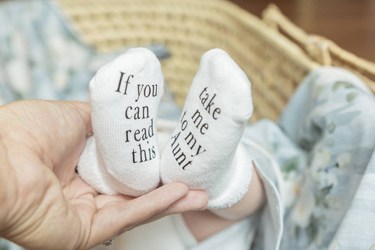 "Take Me to My Aunt" Baby Socks