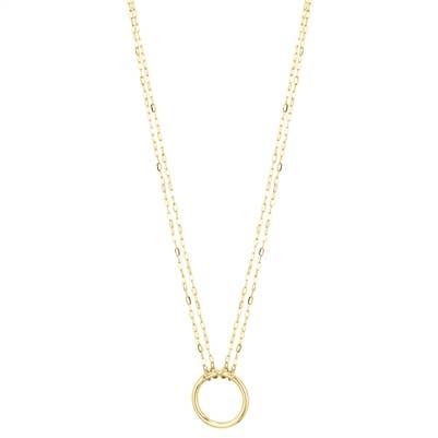 Gold Open Metal Circle on Chain 16"-18" Necklace