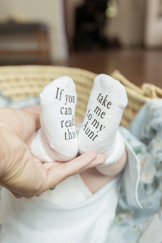 "Take Me to My Aunt" Baby Socks