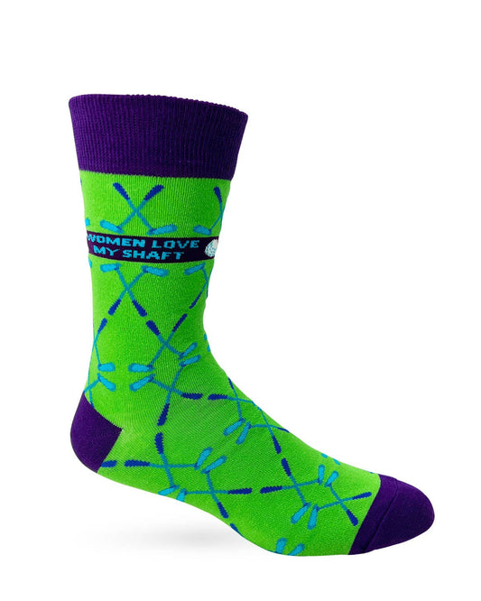 Women Love My Shaft Men's Novelty Crew Socks Featuring Golf