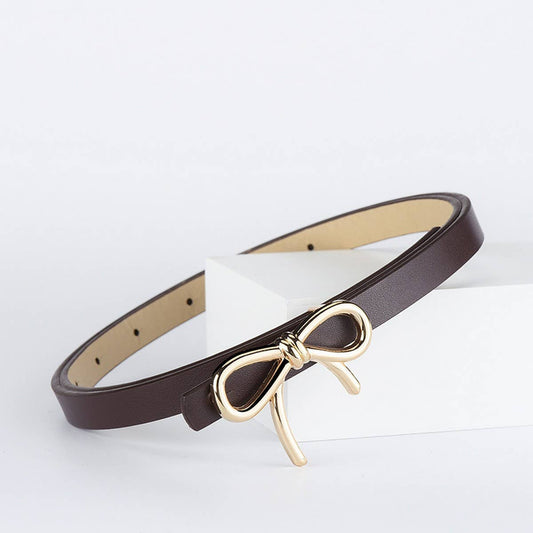 Black Bow PU Leather Skinny Belt