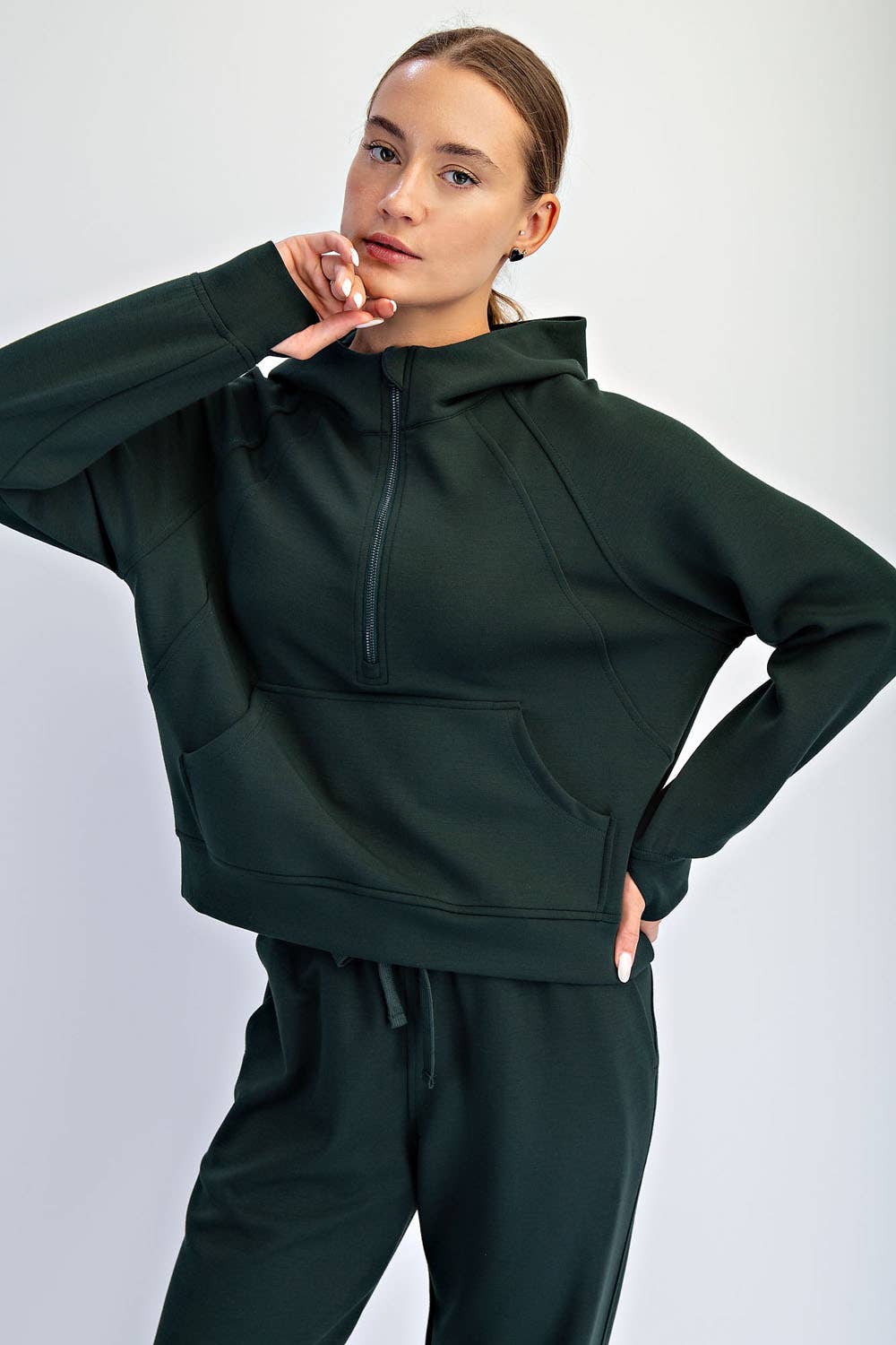 Black Modal Scuba Quarter Zip Hoodie