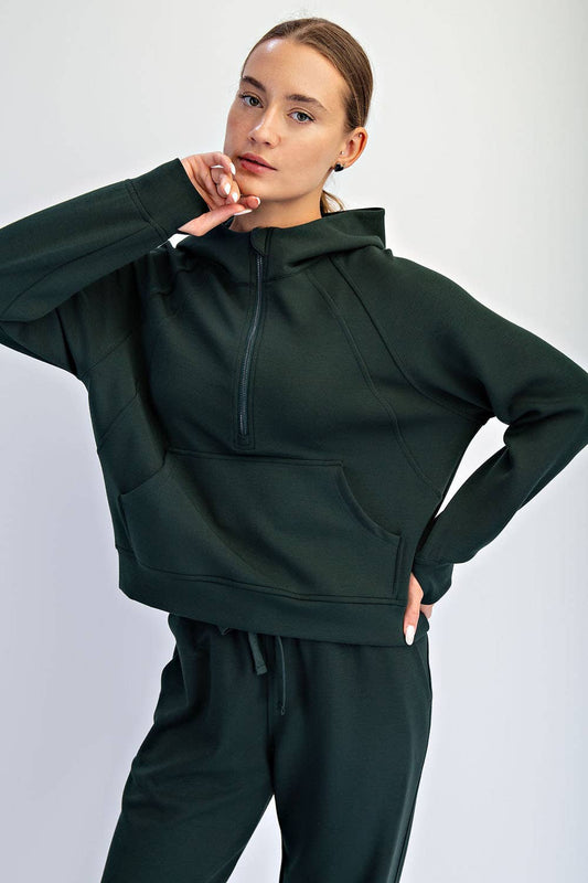 Black Modal Scuba Quarter Zip Hoodie