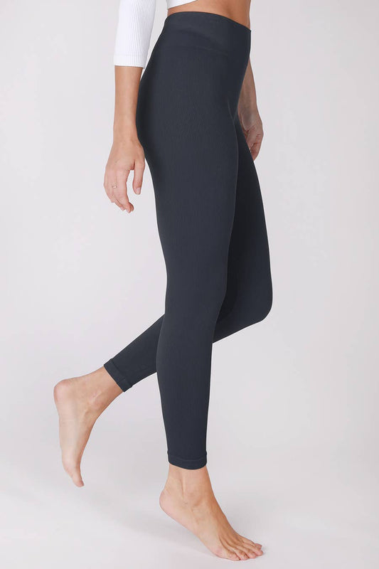 NikiBiki Ribbed High Waist Leggings: Black