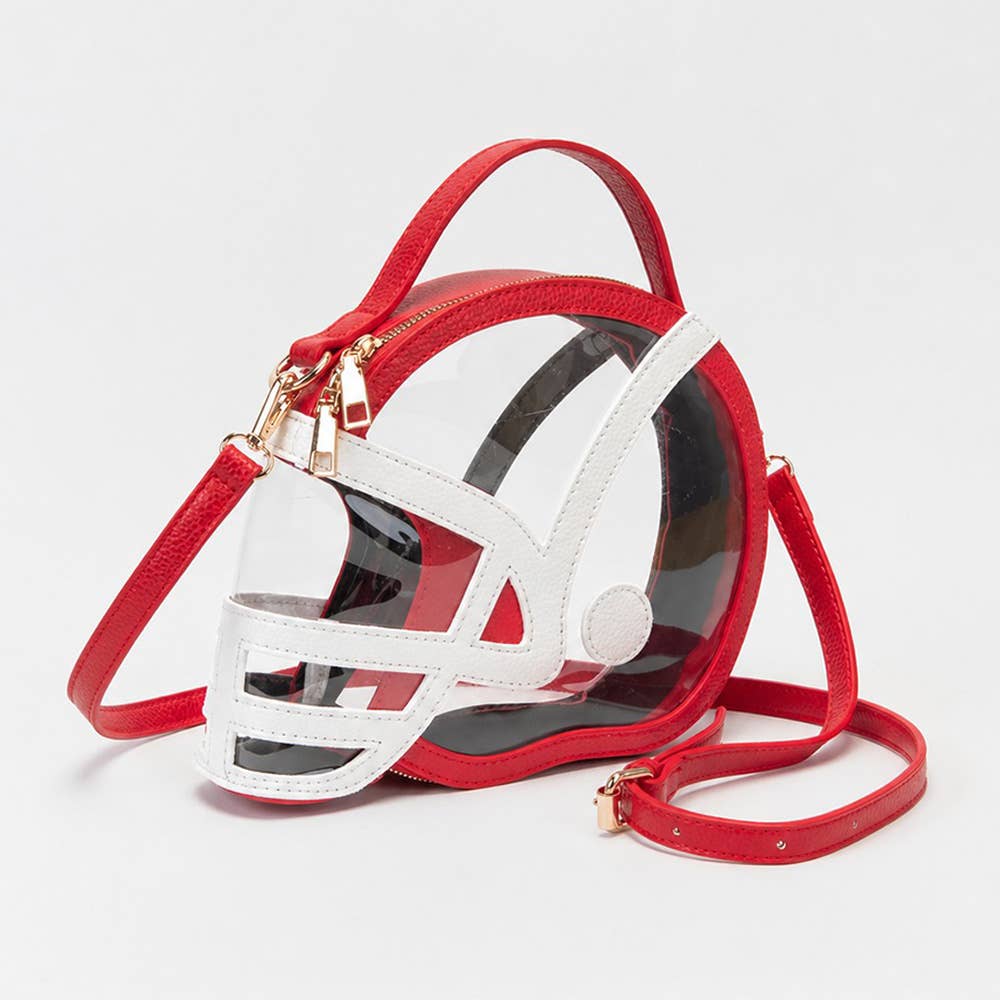 Transparent Gameday Football Helmet Shaped Crossbody Handbag: Orange White
