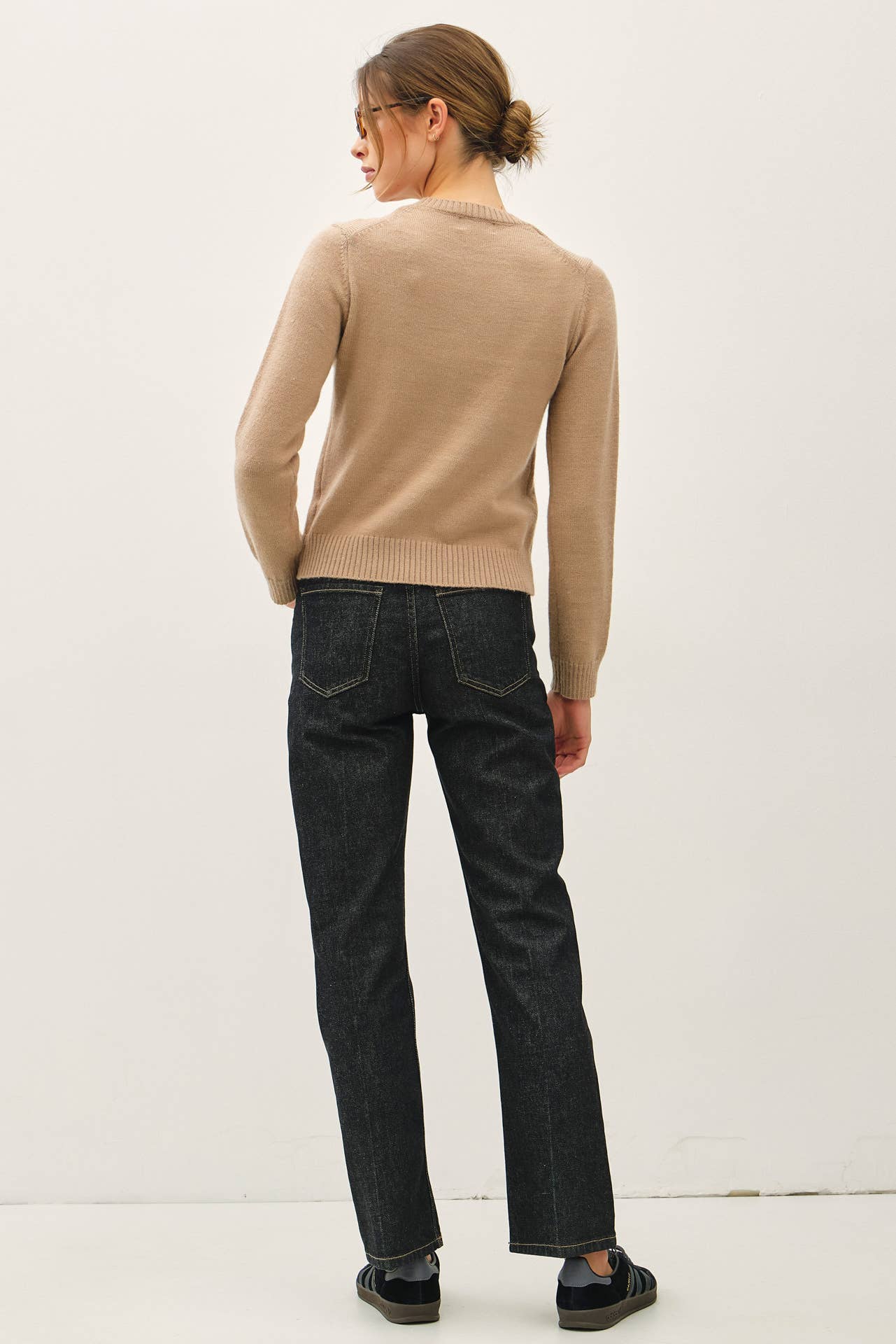 Mocha Wool Blended Basic Sweater