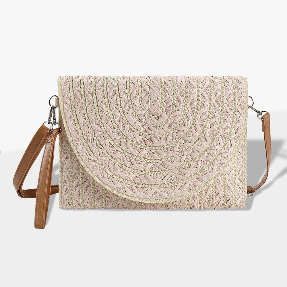 Color Striped Two Tone Straw Clutch / Crossbody Bag
: Mint