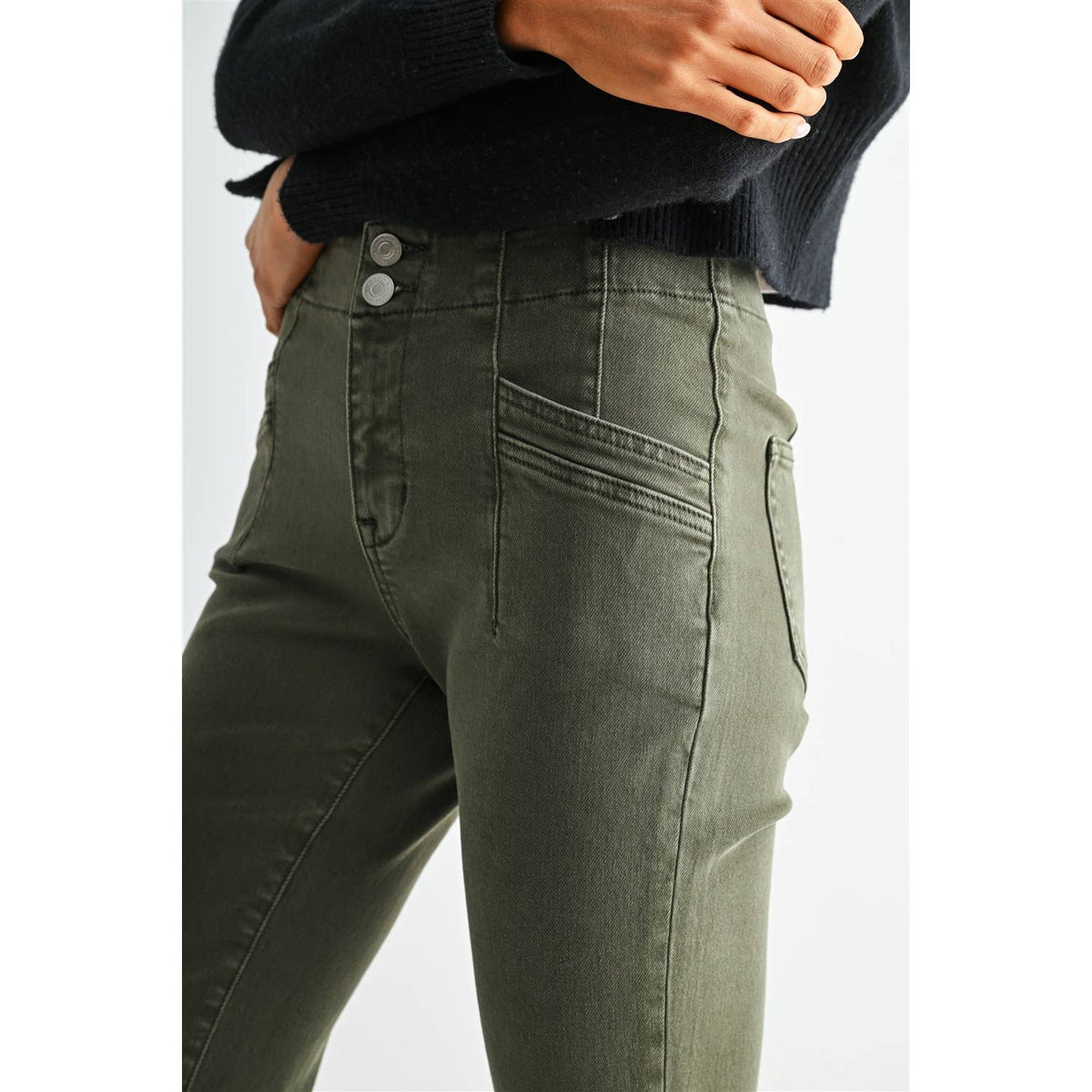 Mica Denim Verdant Green Mid-Rise Straight Leg Jean