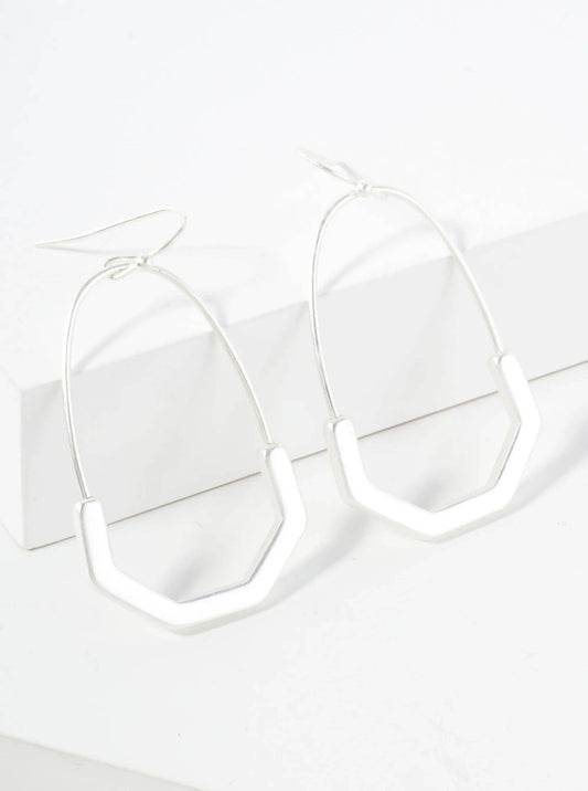 Worn Silver-Matte Silver Geometric Metal Earrings