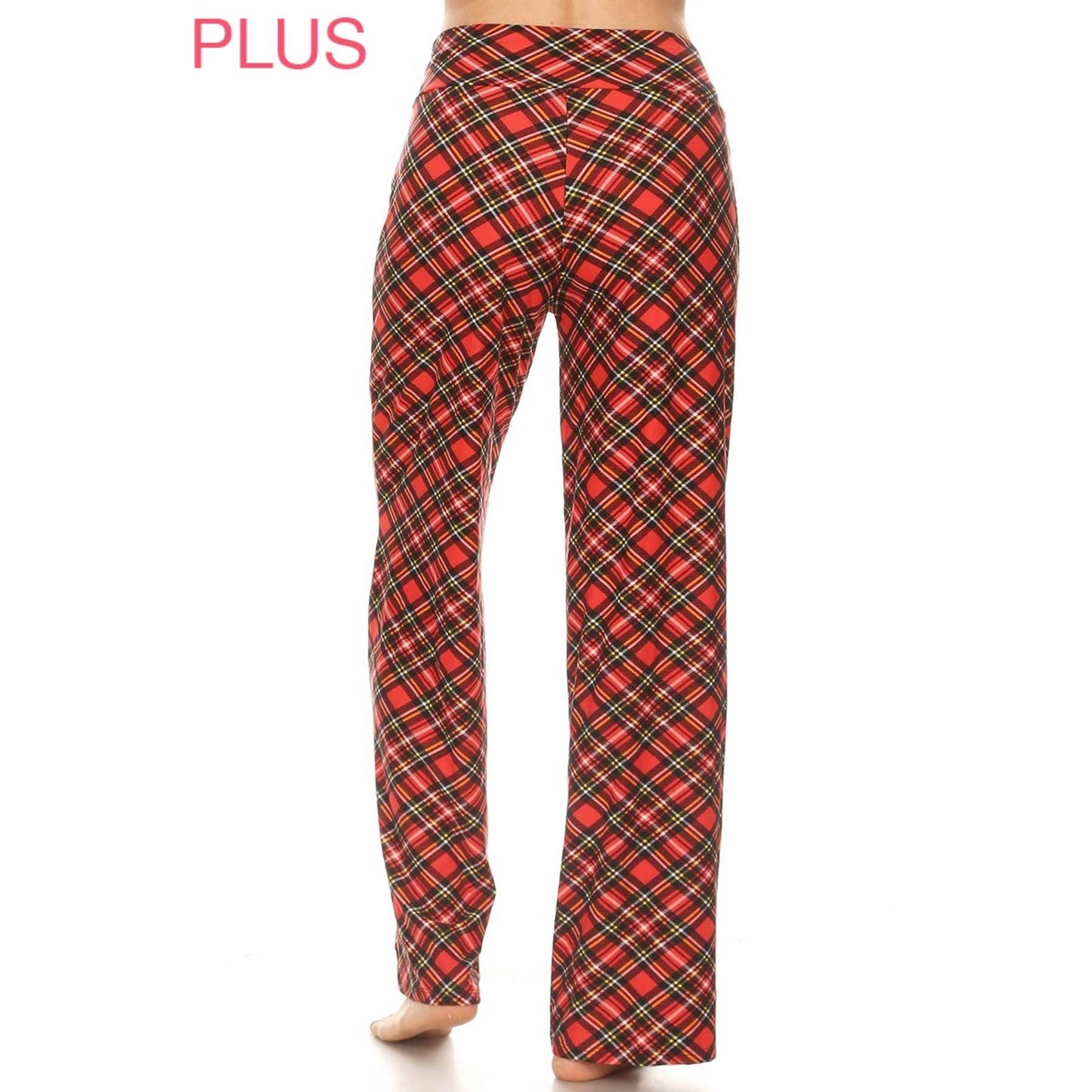 Plus Size Buttery Soft Christmas Plaid Pajama Pants with Drawstring