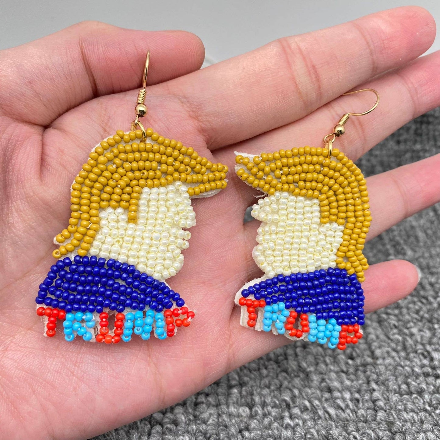 Trump Head Bead Dangle Earrings