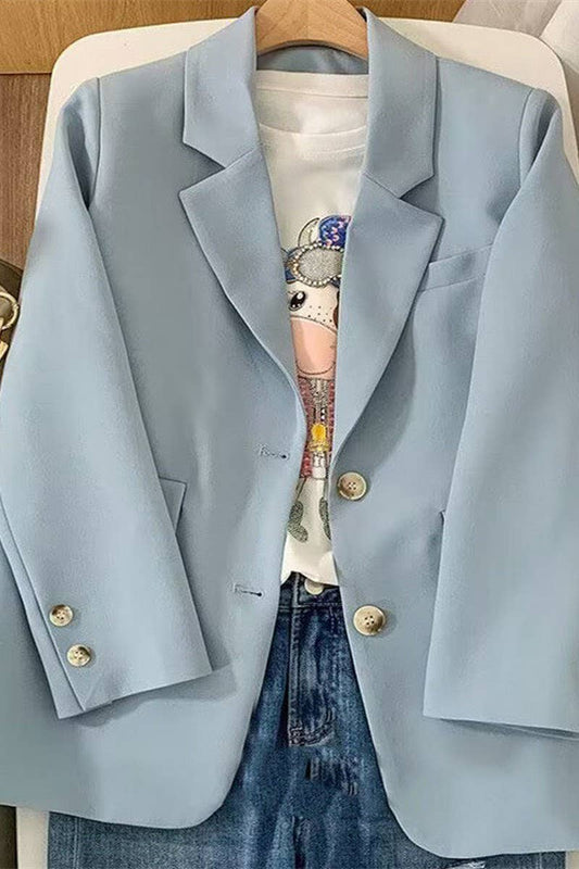 Blue Commuter Single Breasted Lapel Blazer