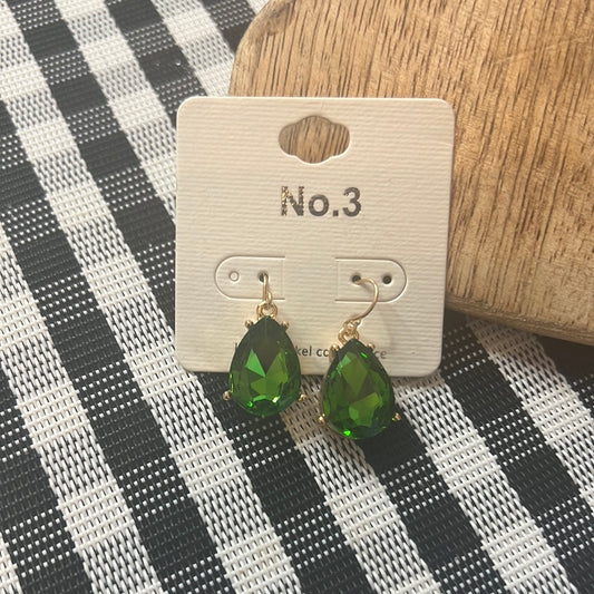 Green Teardrop Dangle Earrings