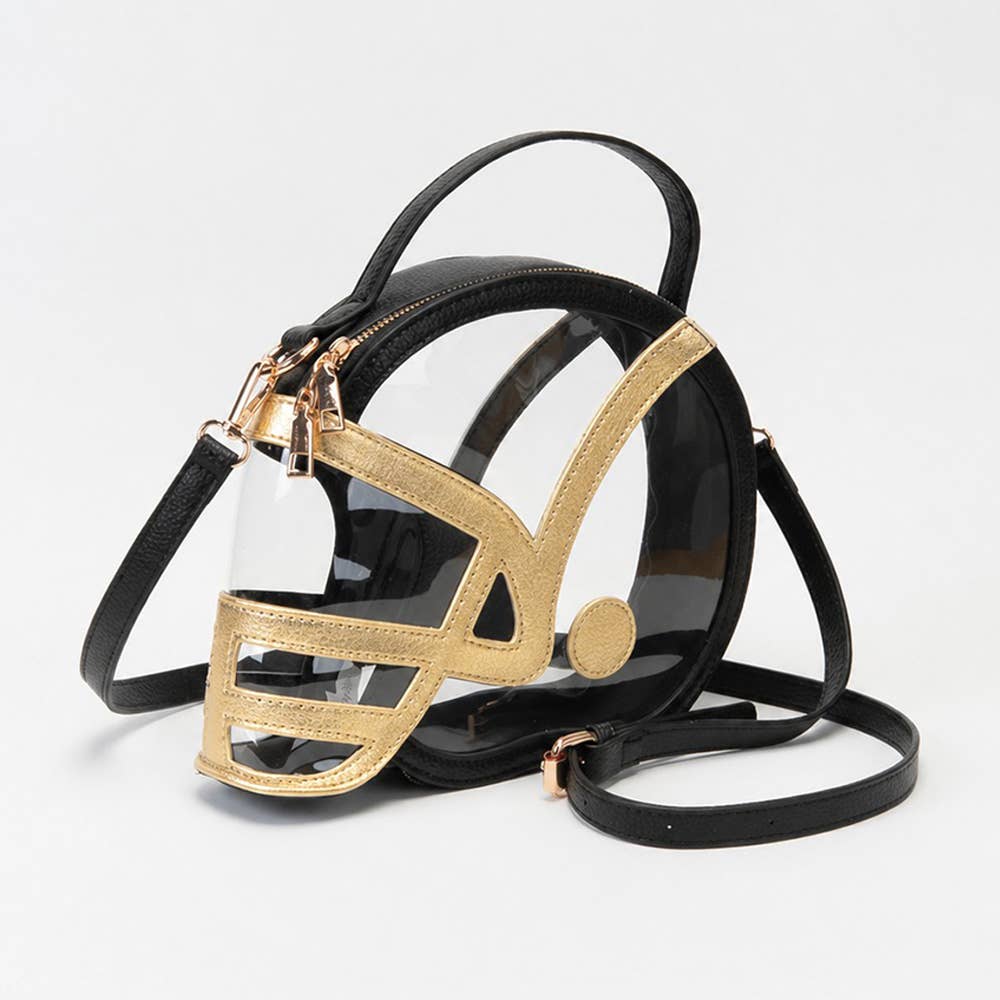 Transparent Gameday Football Helmet Shaped Crossbody Handbag: Orange White