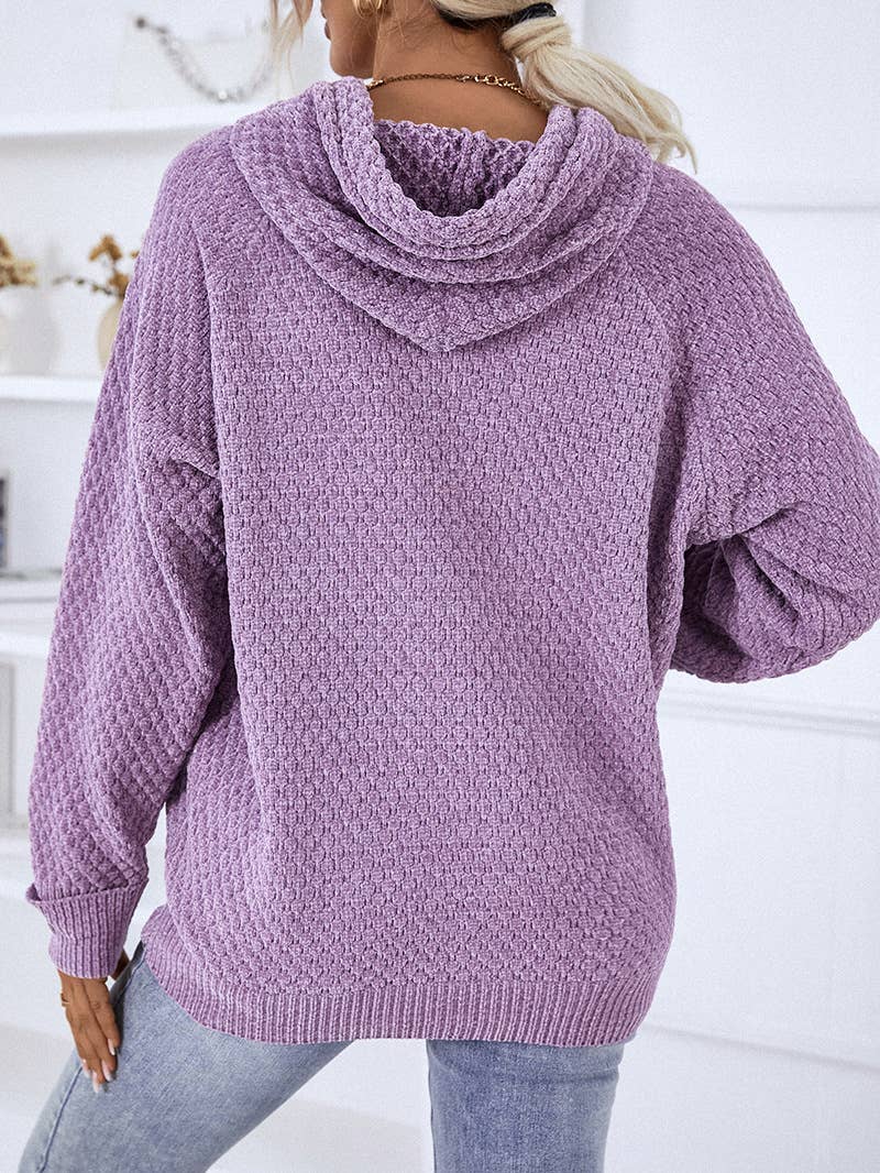 Light Purple Casual Hooded Sweater