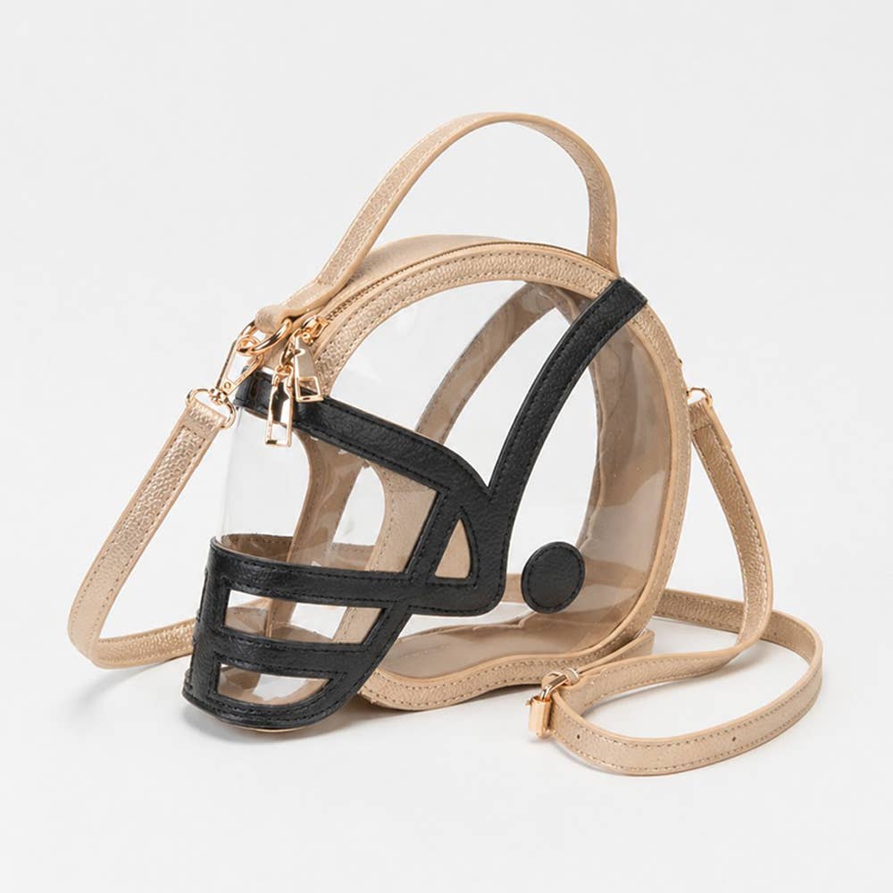 Transparent Gameday Football Helmet Shaped Crossbody Handbag: Orange White