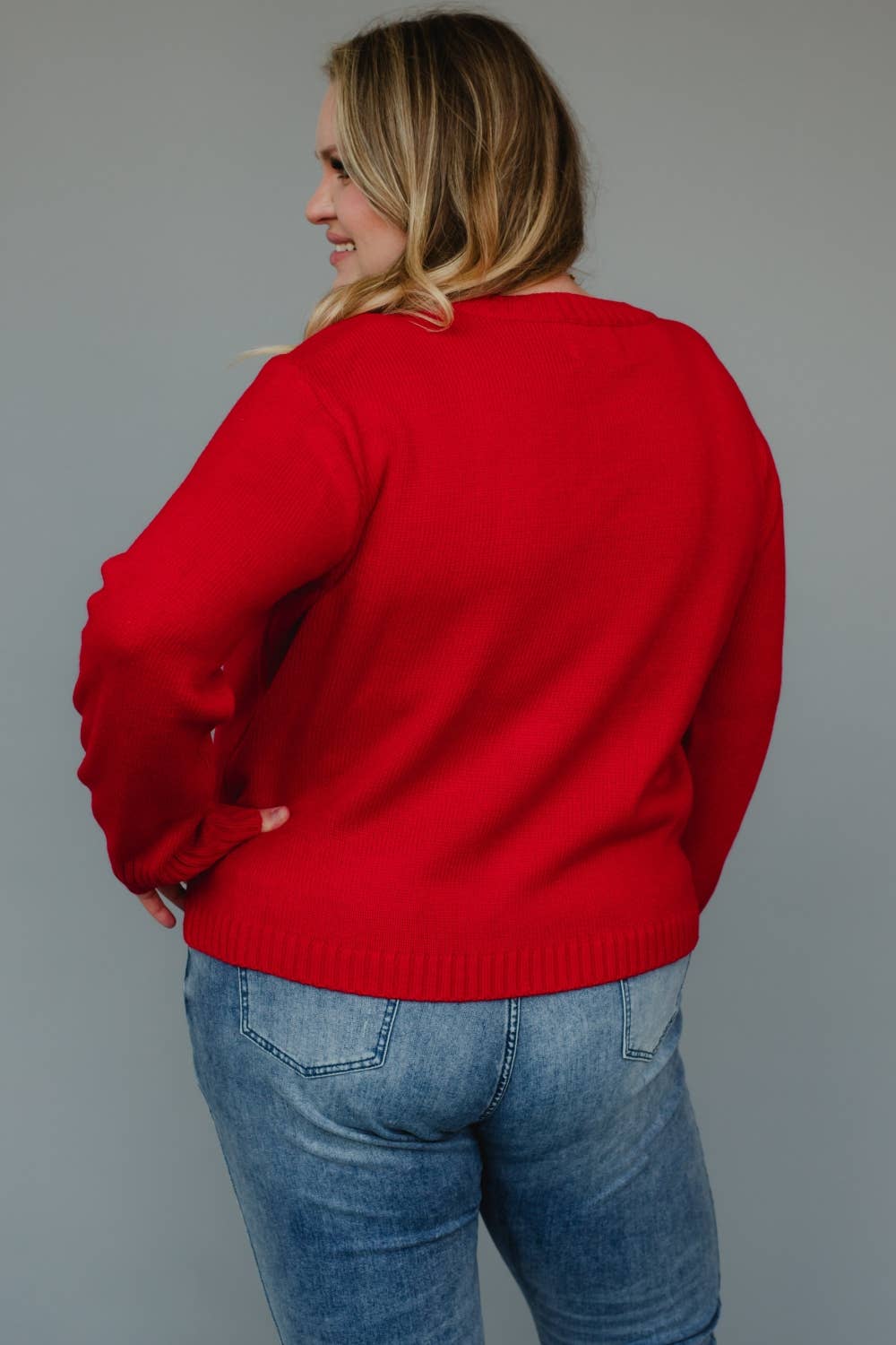 Red & White Merry Sweater- Plus Sized