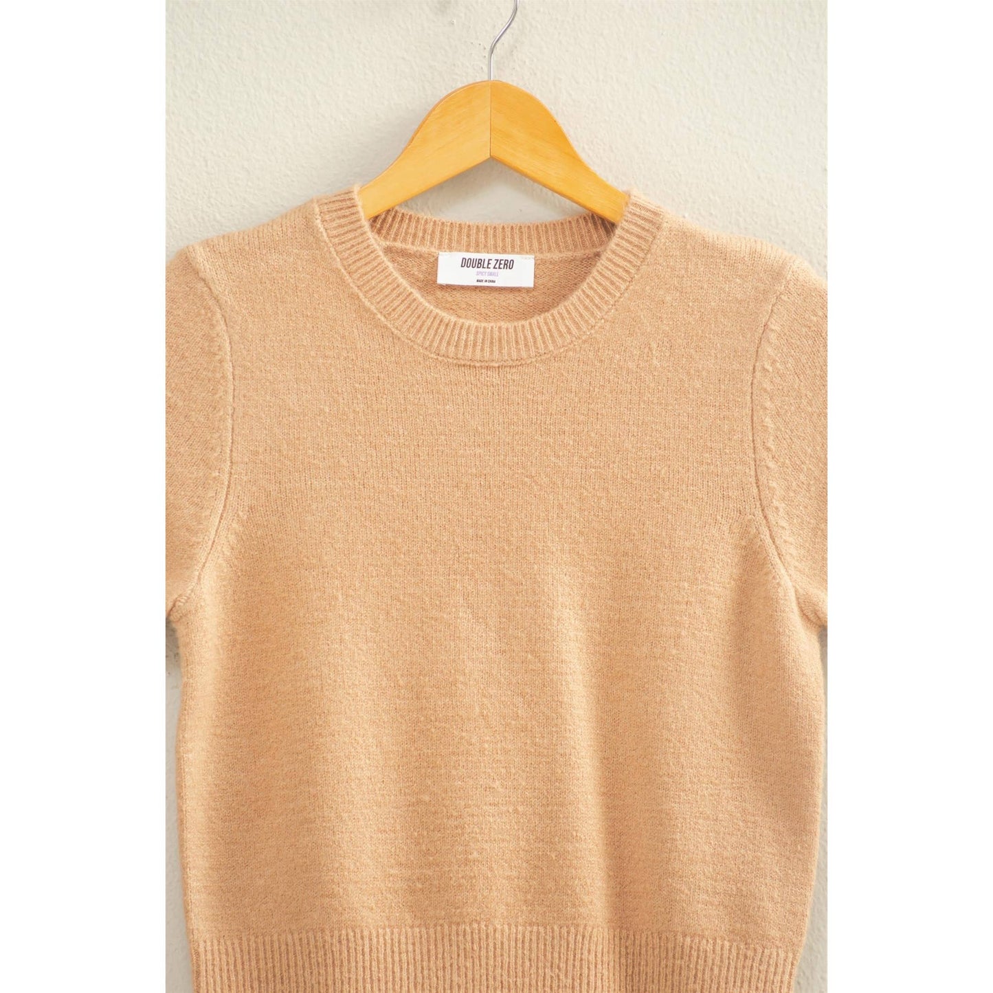 Taupe Short Sleeve Sweater Top