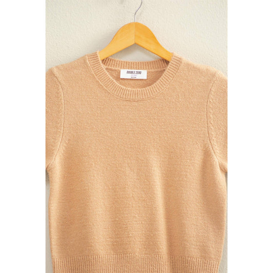 Taupe Short Sleeve Sweater Top