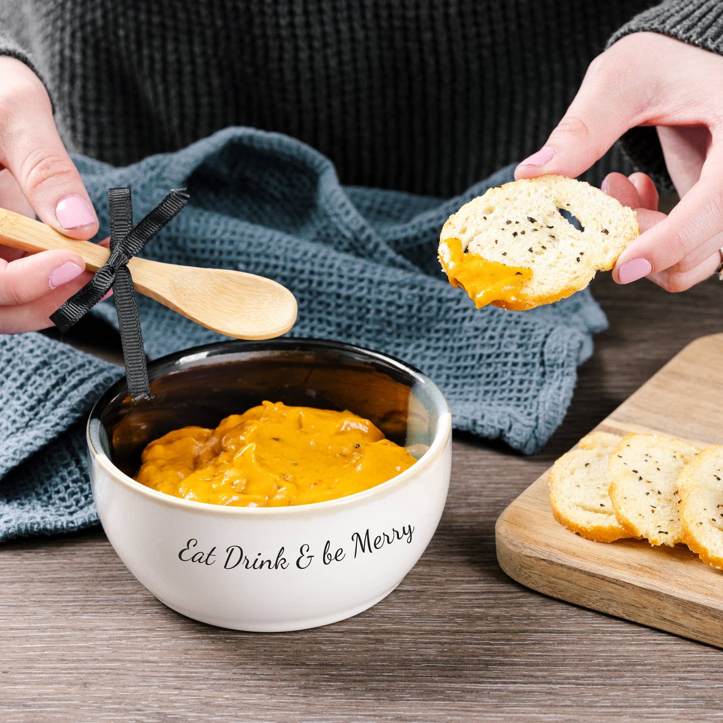 Eat & Drink - 4.5" Ceramic Bowl with Bamboo Spoon