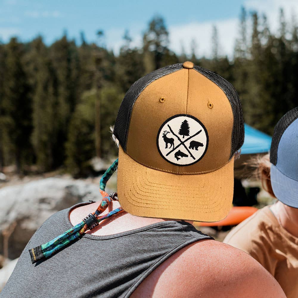 Tree Reindeer Bear Fish Outdoors Mesh Back Baseball Cap: White
