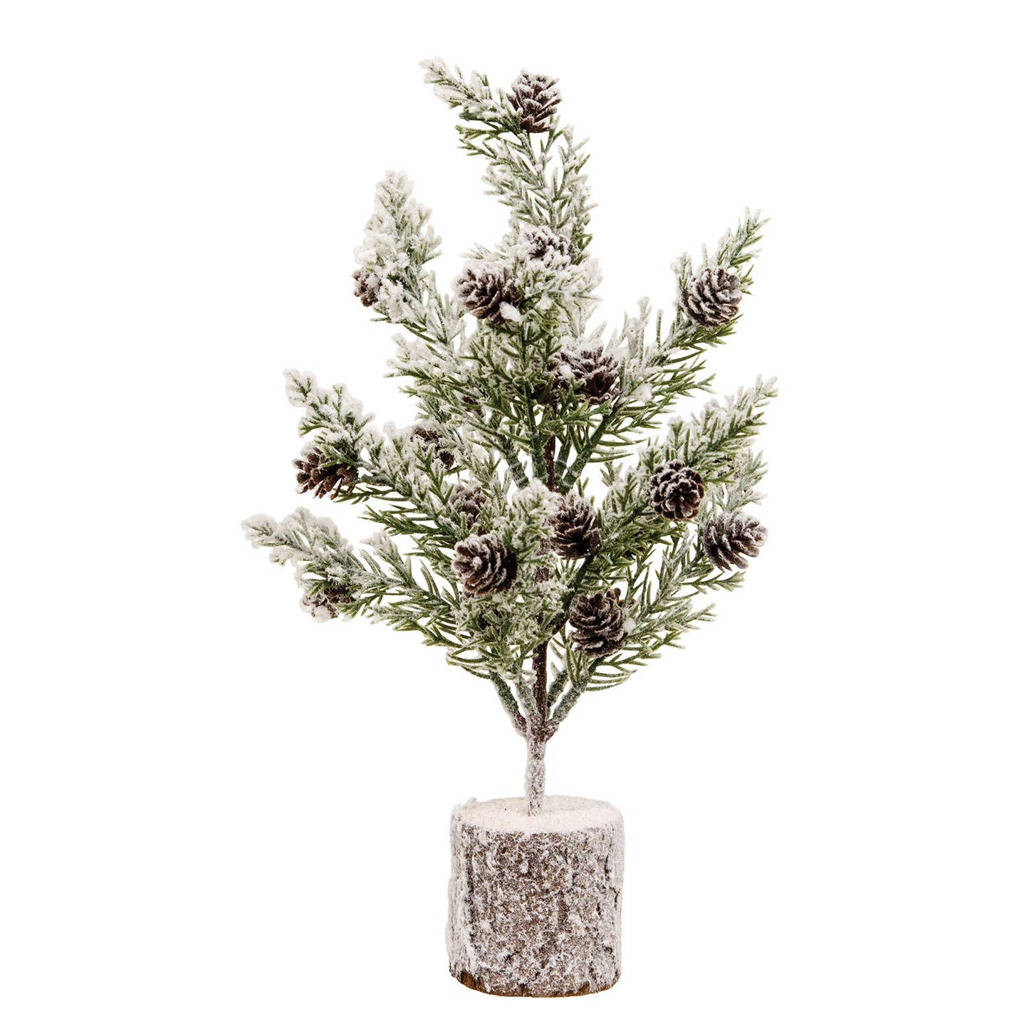 Flocked Bristle Pine Tree w/Cones, 12"