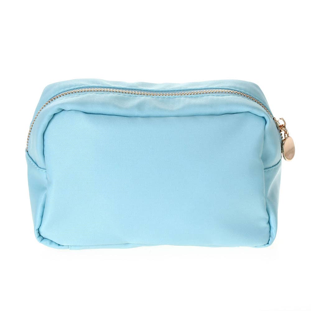 Zippered Nylon Cosmetic Pouch Bag: Grey