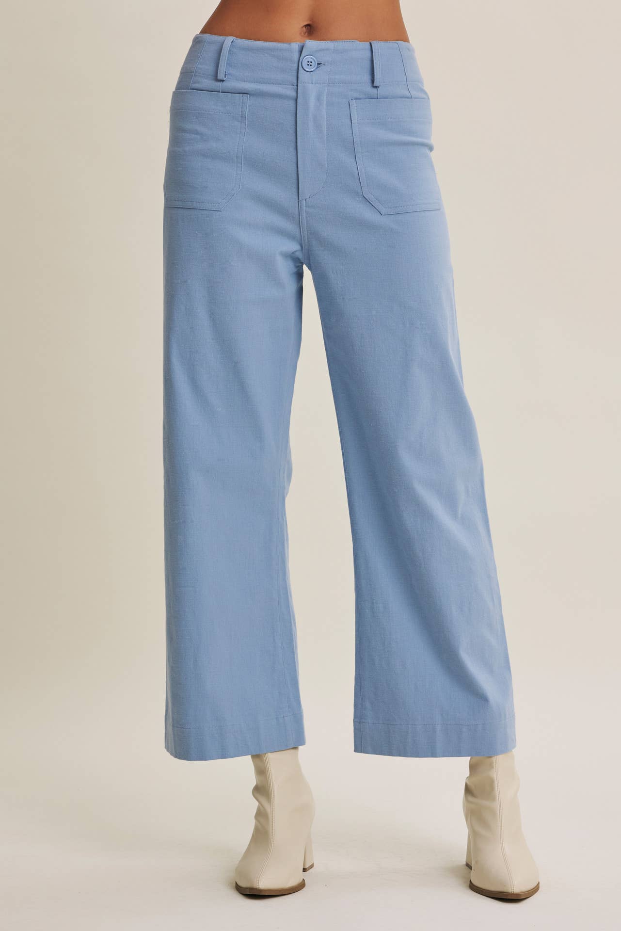 SEASONLESS STRETCHY COTTON LINEN ANKLE PANTS WITH POCKETS: LILAC / S