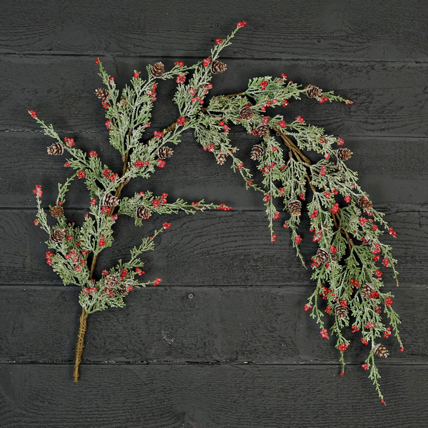 4 Foot Garland-Icy Sparkle Cypress Pine w. Pepperberry-