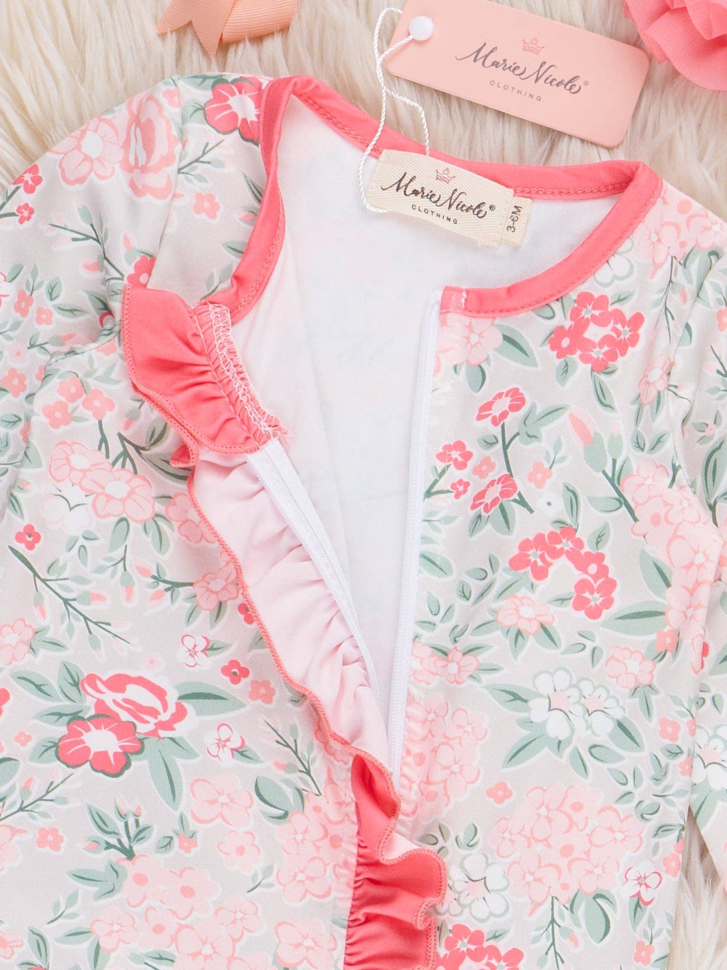 Rosebud Ruffle Footed Sleeper Pajamas