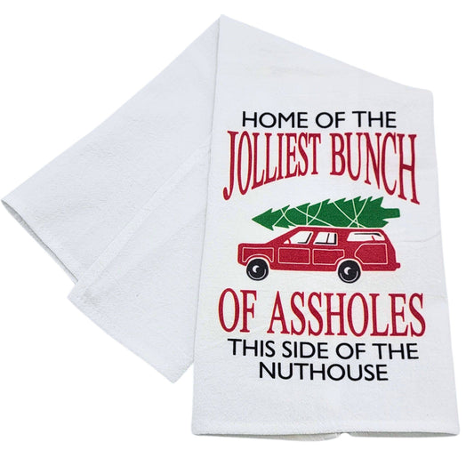 "Home Of The Jolliest Bunch" Christmas Tea Towels
