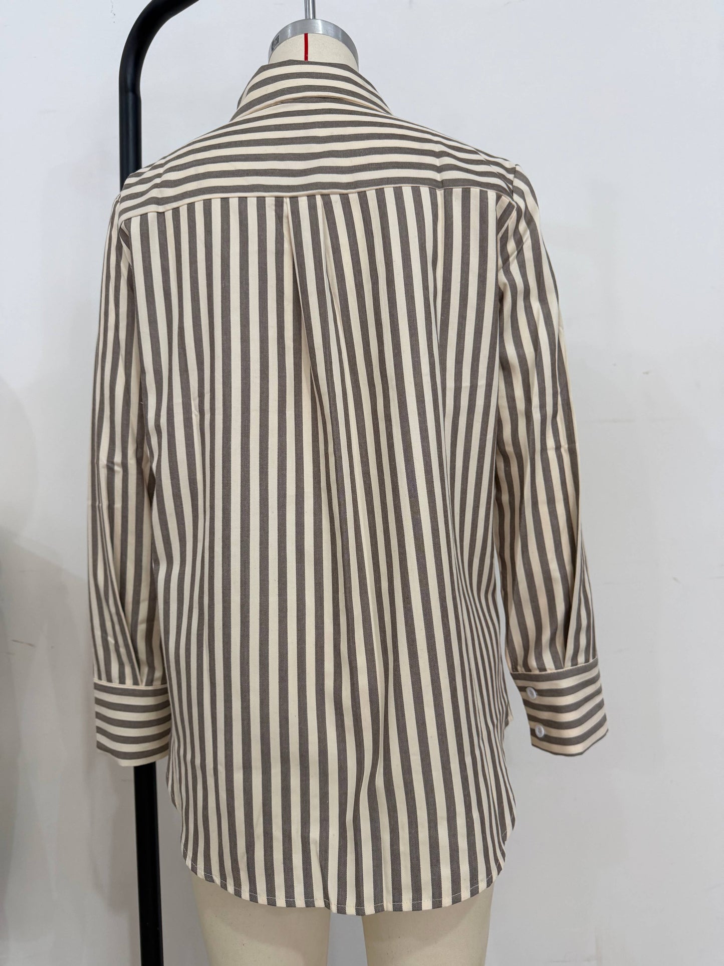 Striped Long Sleeve Shirt : Khaki / Missy / S