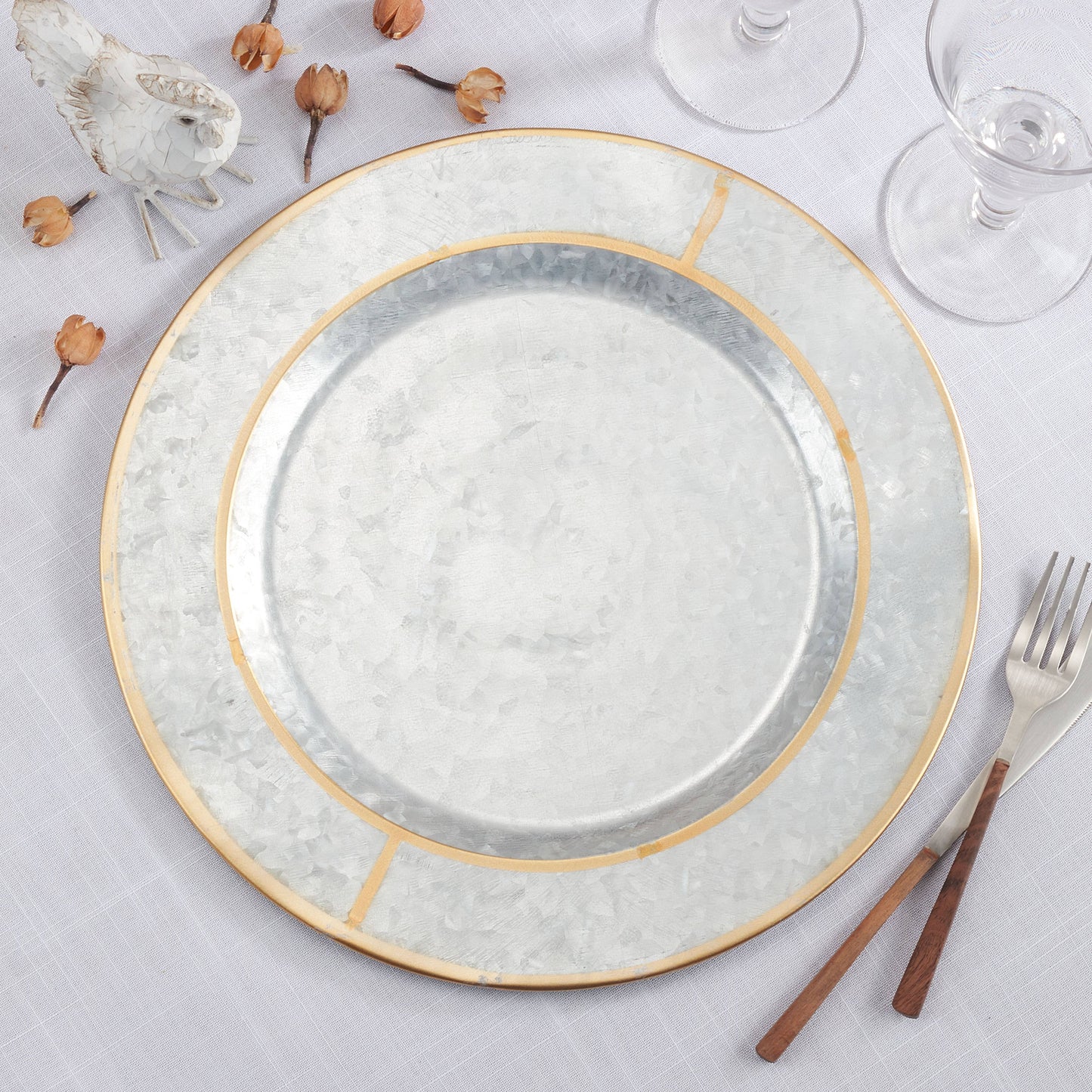 Gold Rim Galvanized Charger