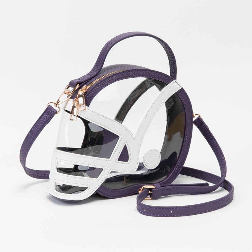 Transparent Gameday Football Helmet Shaped Crossbody Handbag: Orange White