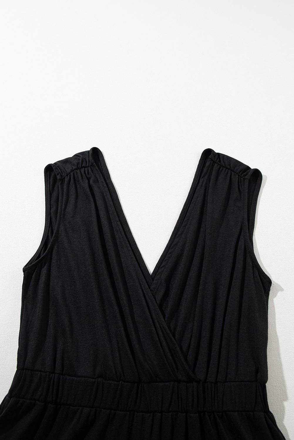 Wide Leg Backless Jumpsuit: Black