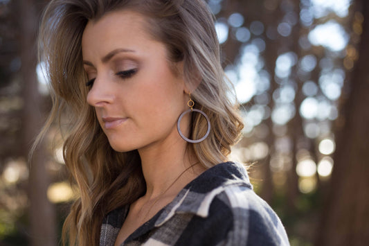 1.5" Wood Hoop Earrings: Walnut