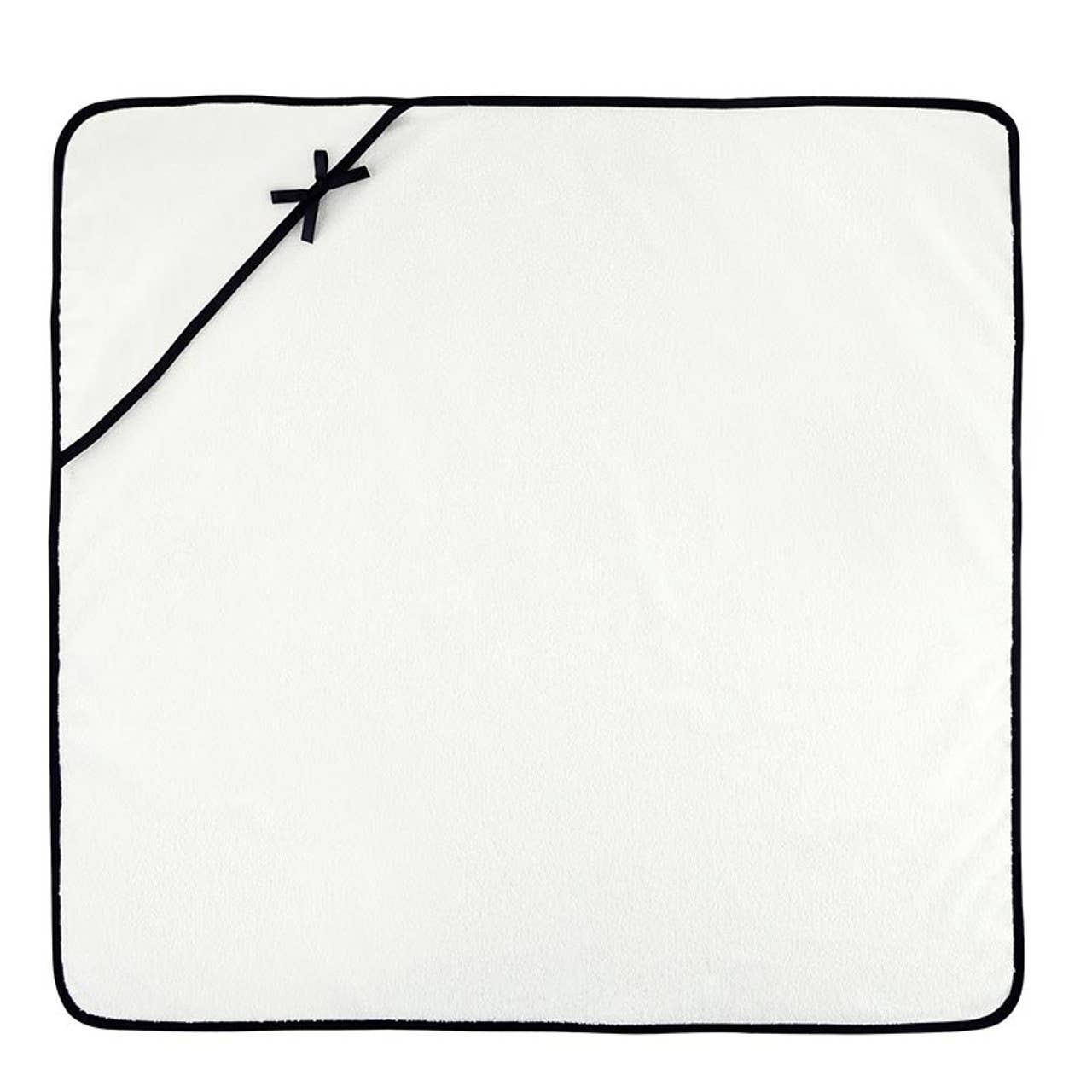 Hooded Towel - Ivory with Bow: 100% Cotton / 29" SQ