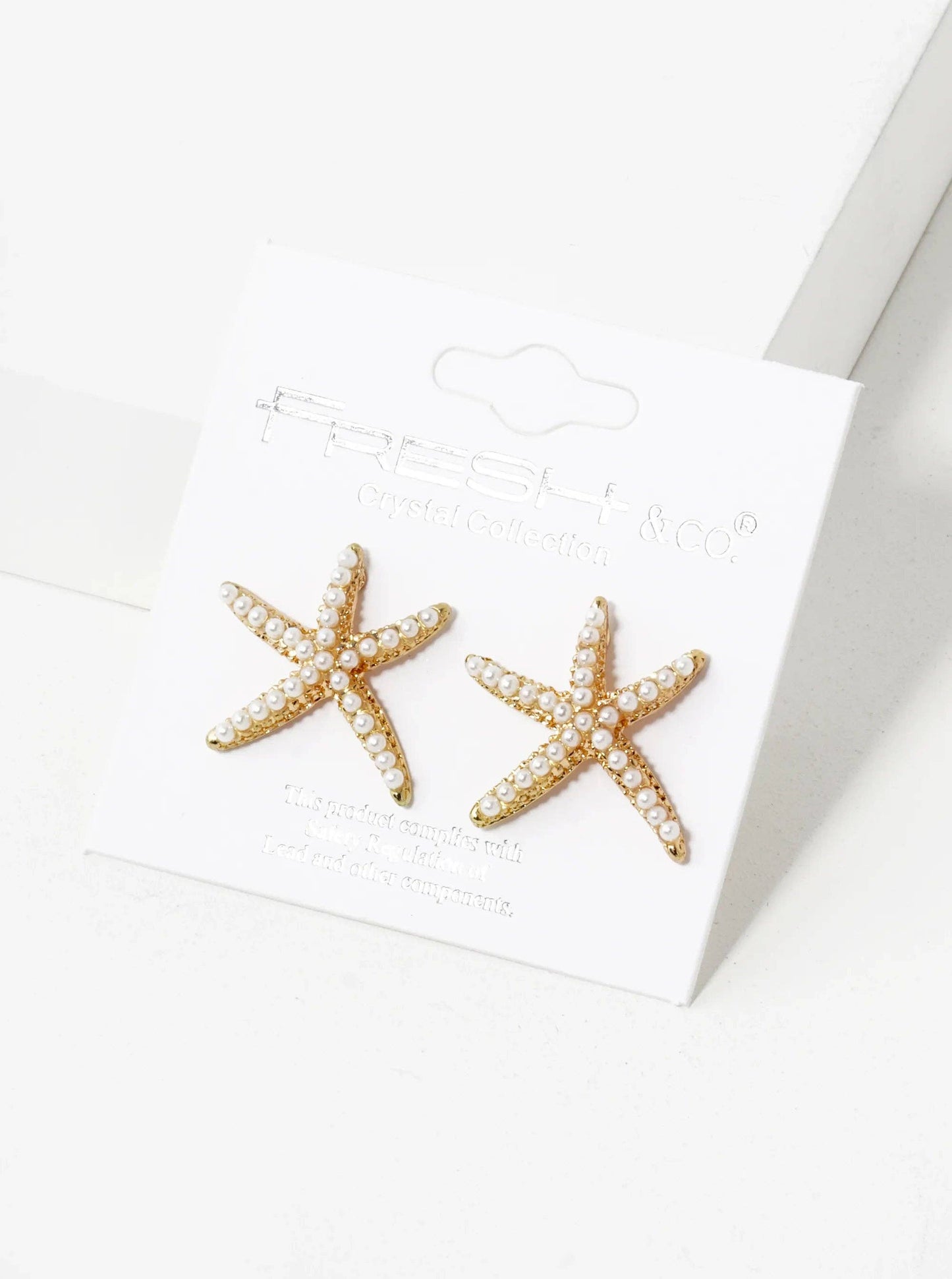 Pearl & Crystal Starfish Stud Earrings