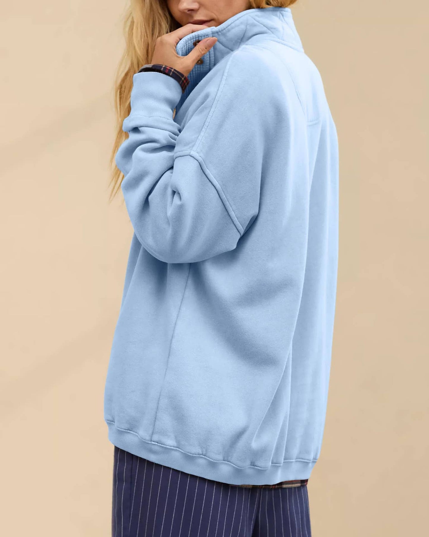 Half-Button Pullover Sweatshirt: Camel / Missy / S