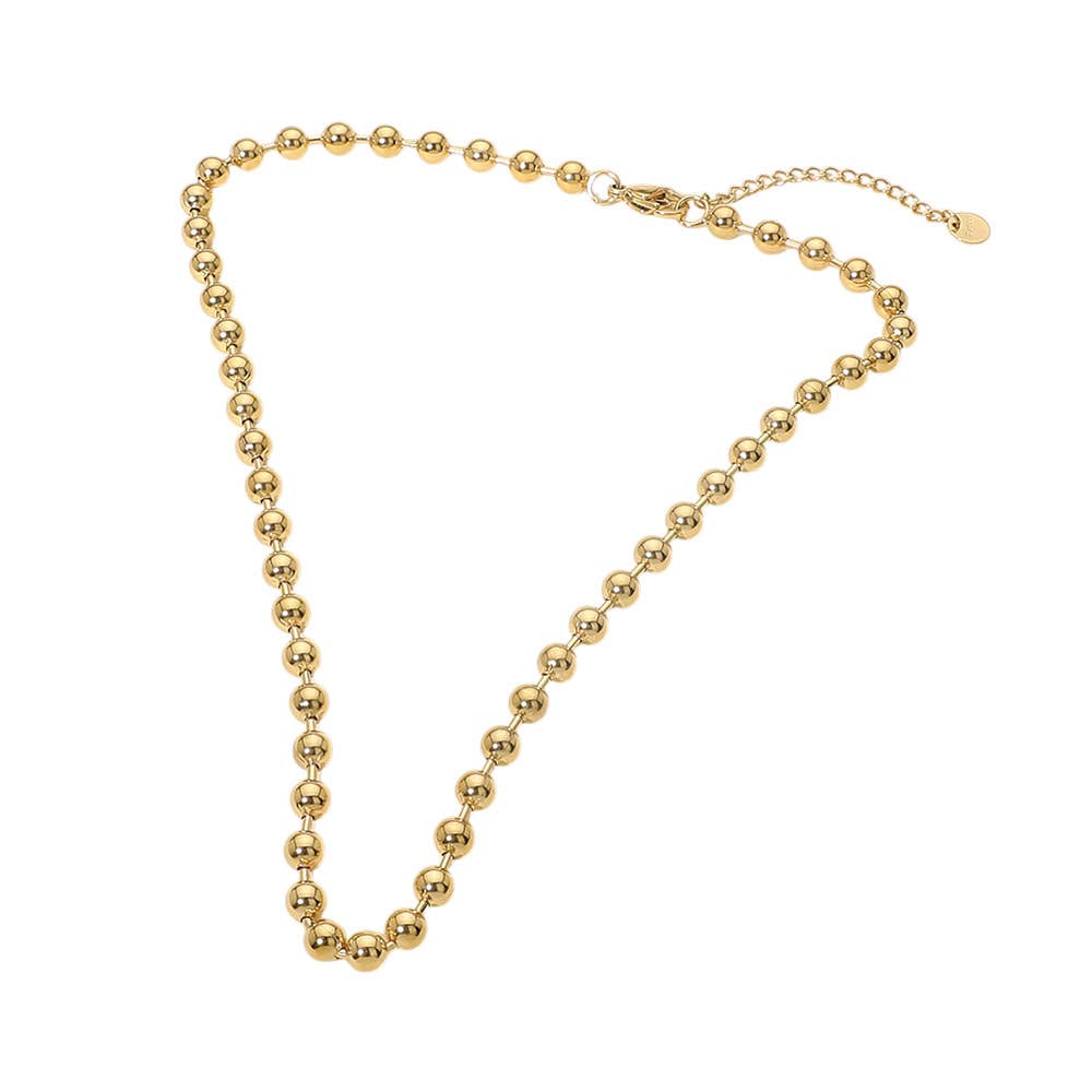 Stainless Steel Beaded Chain Necklace: Silver